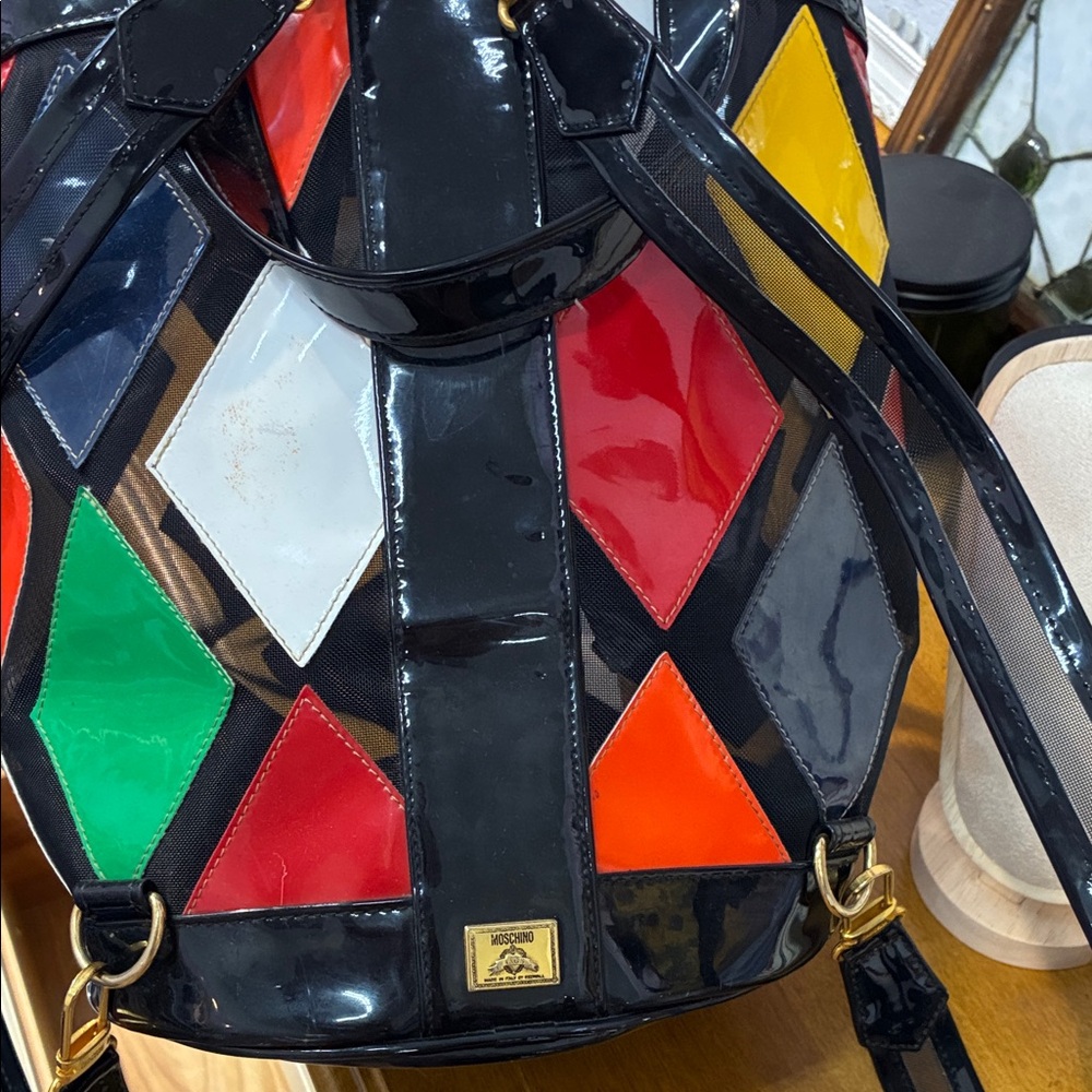 Moschino Multicolor Diamond Pattern Backpack - image 7
